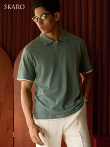 100 Pure Cotton Pseudo Layered Summer New Loose Casual Seagull Collar Polo Shirt