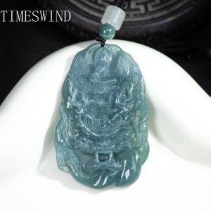 TIMESWIND Authentic Natural A-Type Jade Enlightenment Buddha Statue Zodiac Dragon Three-D Pendant Men Necklace with Certificate