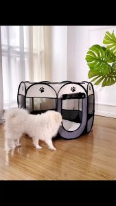 Kandang Pet Travel Tempat Tidur Hewan Peliharaan Pagar Portable Lipat - Size (S) Coffe