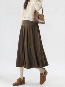 unisunny | Đầm Thai Mới Mùa Xuân Kiểu Nếp Mid-length Skirt Dài Umbrella Skirt