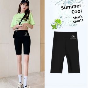 Summer Five-Quarter Shark Shorts Womens Thin Waist Slimming Large Size Bottoming Safe JK Anti-Light Walking Pants Polyester Fiber