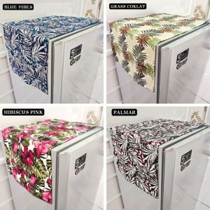 Taplak Kukas 1 Pintu dan 2 Pintu Terbaru Aesthetic Motif Bunga | Pelindung Tutup Kulkas Bahan Kain Kanvas Tebal Bunga Cantik Ukuran 40 x 120 50 x 150 50 x 200