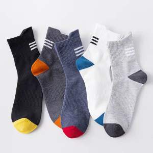 12 Pasang kaos kaki sport olahraga New Motif Kuping Garis 3/4 pria wanita dewasa