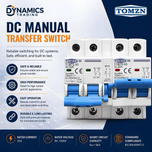 TOMZN DC MTS Manual Transfer Switch 2P+2P DC Dual Power Transfer Switch Changeover Switch 1000V Manual Transfer Solar PV Dual Power Switch