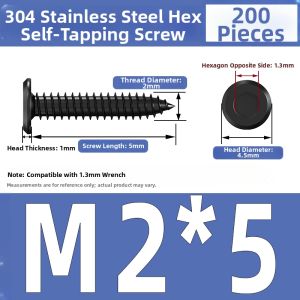Yi Se Dian Zi | Black 304 Countersink Hex Thin Head Self-Tapping Screws