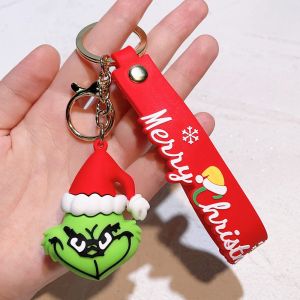 grinch doll cross-border explosionNew Christmas Grinch keychain pendant Christmas green hair monster ornament