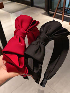 2025 New Vintage Simple High-End Wide Edge Pressed Hair Clip Headband Multi-Layer Large Bowknot Hairband Hair Accessories