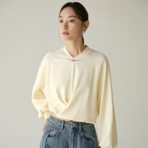 Yigue | New Chinese Style Wrinkled Loose Elegant Sporty Casual Top