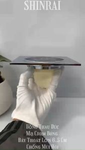 ( 15*15 Cm - Đồng Thau Đúc Mạ Crom Bóng ) Phễu Thoát Sàn  Ga Thoát Nước Nhà Tắm Chống Mùi Hôi Tuyệt Đối Đáy Thoát Lớn