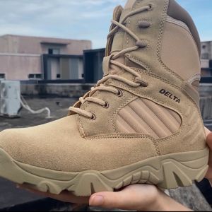 Side Zip Military Tactical Boots Shoes for Men Leather Ankle Boots Combat Boots for Men Outdoor Training Hiking and Trekking