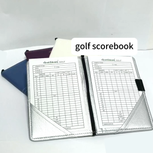 Scott Edward Golf Leather Scorecard & Book HolderStatistic and Score Tracking Waterproof Soft Thick Black or GreyCover Golf Bag Accessories