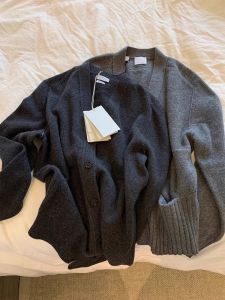 Vintage Soft Knit Cardigan Sweater for Women Loose Fit Long Sleeves V-Neck Casual Work Clothing 2024 New Arrival