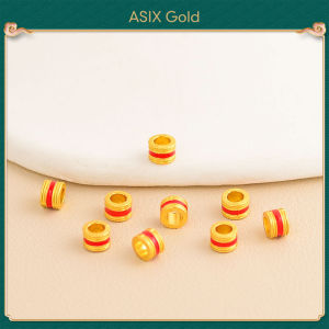 ASIX GOLD DIY Antique Gold Beads Red Rope Buckle Spacer Caps Drip Glaze Accessories For Bracelet Necklace Crafting 916 24K 18K Gold Plated Non Tarnish Light Luxury Durable Lucky Gift