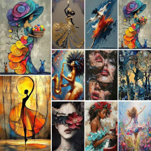 Hand Paint By Numbers Abstract Women Painting Digital Picture with Number Drawing Coloring By Numbers Home Decoration Wall Art