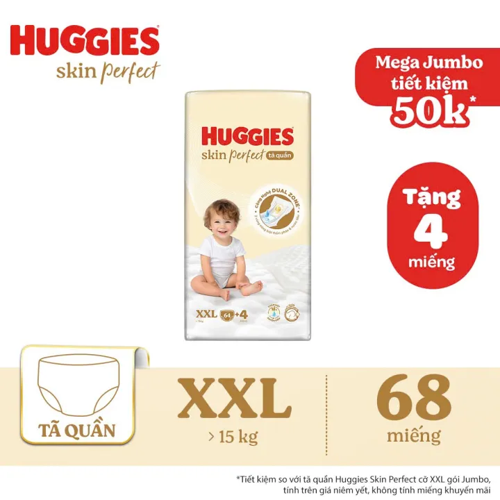 Tã Quần Huggies Jumbo Skin Perfect Size Lớn M102, L92, XL76, XXL68