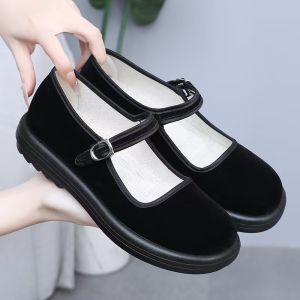 Giày Vải Bắc Kinh Đế Phẳng Nhẹ Thoáng Khí Mùa Hè Cho Nữ Giày Khiêu Vũ Sân Rộng Thoải Mái Giày Thể Thao Thường Ngày