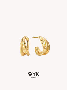 WYK | Elegant Wave Cut Gold Earrings