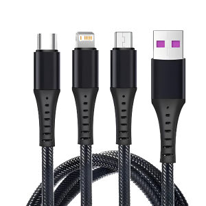 3 In 1 Fast Charge Cord Micro USB Type-C Multiple USB Phone Cables For IPhone 14 13 12 11 Xiaomi 13 Samsung