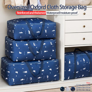 Large Capacity Oxford Storage Bag Organizer With Double ZipperStrong Handle Dustproof Waterproof Storage Bag for Bedding PillowsDuvetsClothes Or Camping Travel Gear