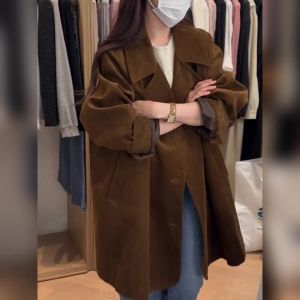 YUFUQING | French Vintage Spring 2025 Womens Loose Casual Velvet Jacket Long Top Open Cardigan Style Polyester Fiber Rectangular Fit