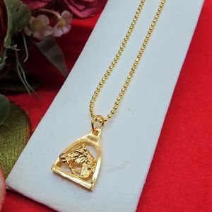 สร้อยคอทองลายไข่ปลาพร้อมจี้ประจำปีเกิดมะเมีย (ปีม้า) 16 นิ้ว ชุบทอง ทำจากทองเหลือง ใส่ได้ทุกโอกาส รูปถ่ายจากสินค้าจริง