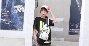 Water Resistant Oxford Sling Backpack Lightweight Crossbody Chest Bag with Multi Pockets Side Mesh Pocket for Travel Hiking Cycl