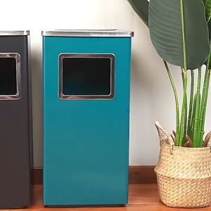 Outdoor trash can stainless steel hotel trash can with ashtray and inner bucket [local delivery]