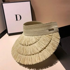 New Designer Fashion brand Sun fringe straw hat Womens summer empty top Sun hat Outdoor Parma UV protection beach sun hat