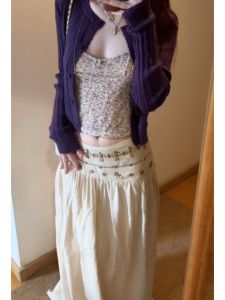 YUEZHONGWEI | Dopamine OOTD Purple Knit Sweater and Floral Top Set