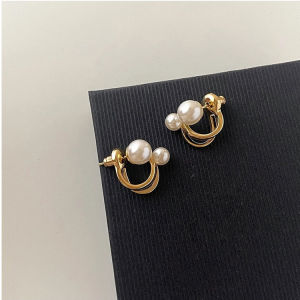 Discount Sale New Korean Minimalist Classy Pearls Stud Stainless Earrings for women hypoallergenic Chic Light-luxury Girls Fashion Jewelry Gift Accessories