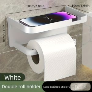 1 piece polished plastic wall-mounted toilet paper holder with shelf dual-purpose bathroom accessory