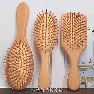 Natural Premium Wooden Bamboo Hair Brush Improve Hair Growth Scalp Massage Wood Hairbrush Prevent Hair Loss Air Cushion Comb Bamboo Comb Teeth Anti Static
