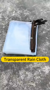 Transparent Waterproof Tarpaulin Clear Plastic Rain Cover 6‑Stitch Edges  Multi‑Use for Car Garden Furniture Plants 10m Nylon Rope Included