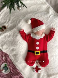 เสื้อผ้าคริสมาสต์น่ารักสำหรับเด็กทารกชายและหญิง0-12เดือน ins ชุดถักแบบชิ้นเดียวชุดจั๊มสูทกันหนาวสำหรับเด็กทารกเสื้อไหมพรม