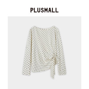French Romantic Retro Waist-Tie Polka Dot Print Shirt