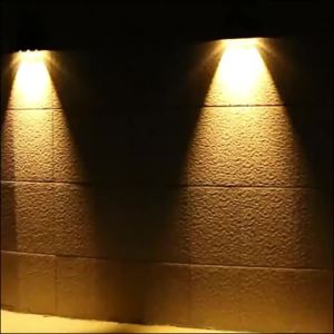 Solar LED Wall Light Black Dual Lens Downlight for Outdoor Fence Garden Porch Balcony Address Sign Illumination Decor