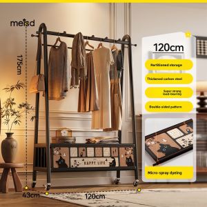 Meisda Floor Mounted Clothes Rack Bedroom Home Use Evening Clothes Hanger Space Saving Living Room Coat Hook Iron Material