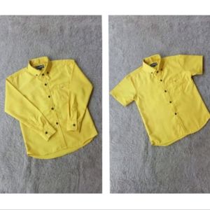 kemeja anak laki laki umur 3-10th lengan panjang pendek warna kuning lemon