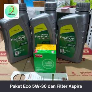 Paket Gati oli Mobil Ayla Sigra Eco Green SAE 5W-30 3 liter dan Filter aspira