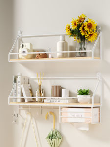 Bedside Wall Mounted Multi-layer Storage Rack Student Dormitory Essential No-drill Carbon Steel Organizer for Bedroom Items