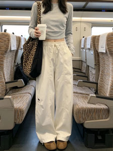 LANMENGYA | White American Work Pants Thin Summer High-Waist Loose Style