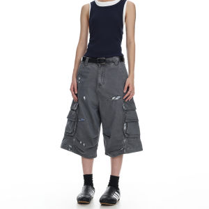 Woostop | Aesthetic Vintage Ripped Patched Cargo Shorts