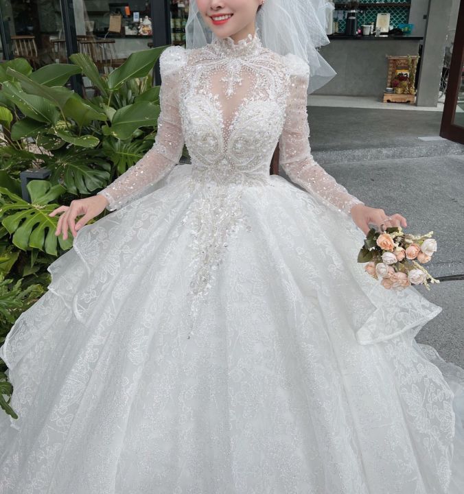 Top 25+ mẫu váy cưới tay dài đẹp nhất mùa cưới 2024 - Nicole Bridal
