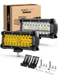 NAOEVO 7 นิ้ว LED Light Bar 240W 24000LM 4x4 Offroad Spot Flood Combo หมอก LED สีขาวสีเหลืองไฟทํางานสําหรับรถบรรทุกเรือ UTV ATV