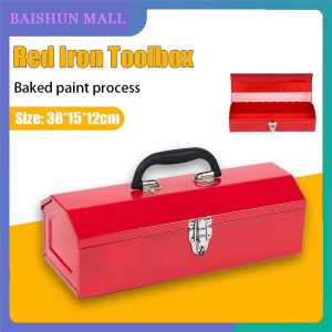 Red Iron Metal Hand Toolbox Multifunction On-Board Storage Box Portable Hardware Tools Box