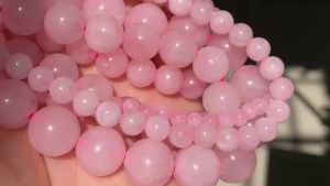 Hạt Đá Thạch Anh Hồng Tự Nhiên Hình Tròn 4mm-12mm Hạt Rời Dùng Làm Vòng Tay Vòng Cổ Tự Chế - 15 Inch