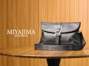 Shigetsu MIYAJIMA Leather Sling Bag Crossbody Bag for Men Document Office Leather Bag for School
