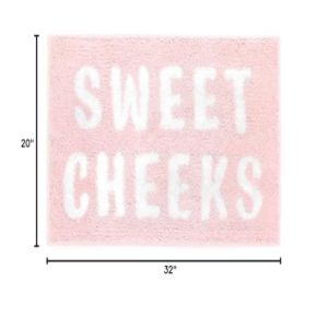 VIKAMA Cute Blush Pink Bath Mat Non-Slip Microfiber Bathtub Rug Sweet Bathroom Decor Funny Floor Mat