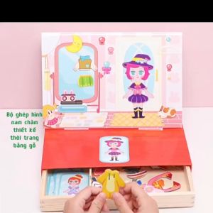 Bộ Xếp Hình Thiết Kế Thời Trang Bằng Gỗ Gắn Nam Châm Rèn Luyện Khả Năng Thẩm Mỹ Cho Bé
