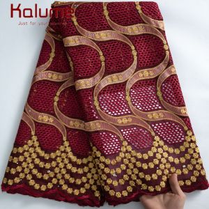 Kalume Nigerian Dry Cotton Lace Fabric 2025 High Quality African Swiss Voile Lace Fabric for Sewing Woman Dresses 5 Yards F2442